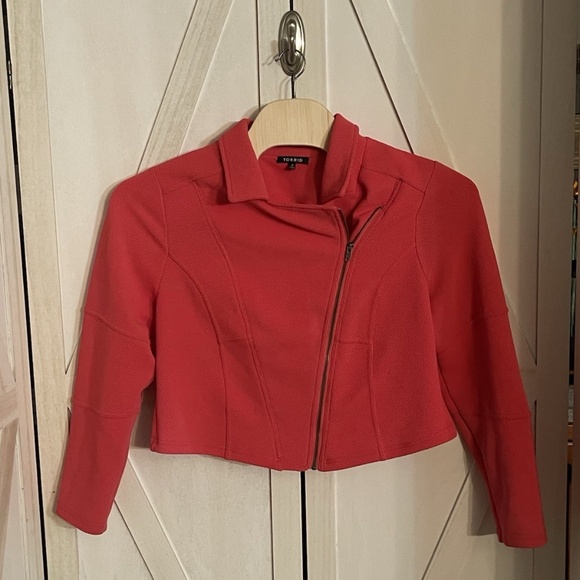 Torrid | Pink Knit Moto Jacket Size 2 - Picture 4 of 16